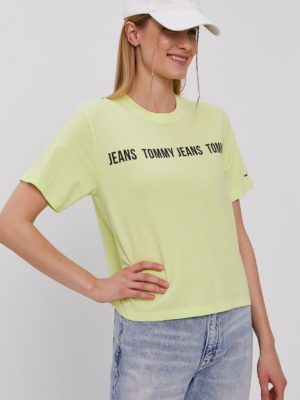 Tričko Tommy Jeans zelená farba